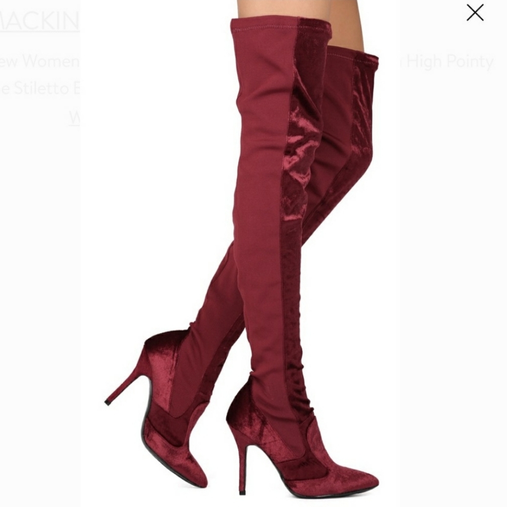 Thigh High Velvet Stiletto Boots